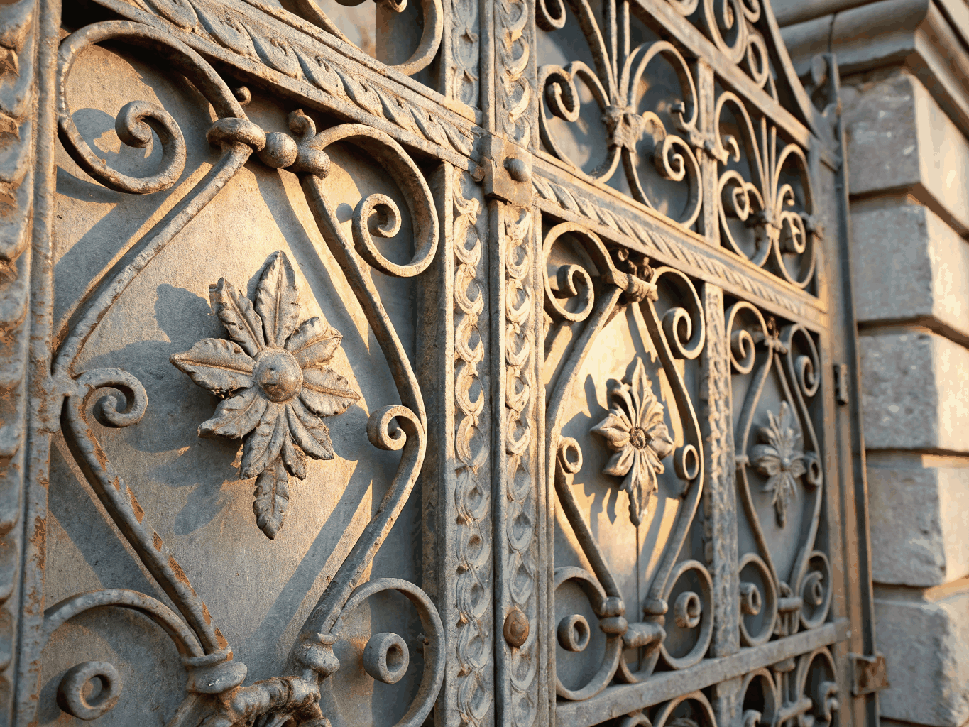Detalle de forja artesanal en ascensor antiguo